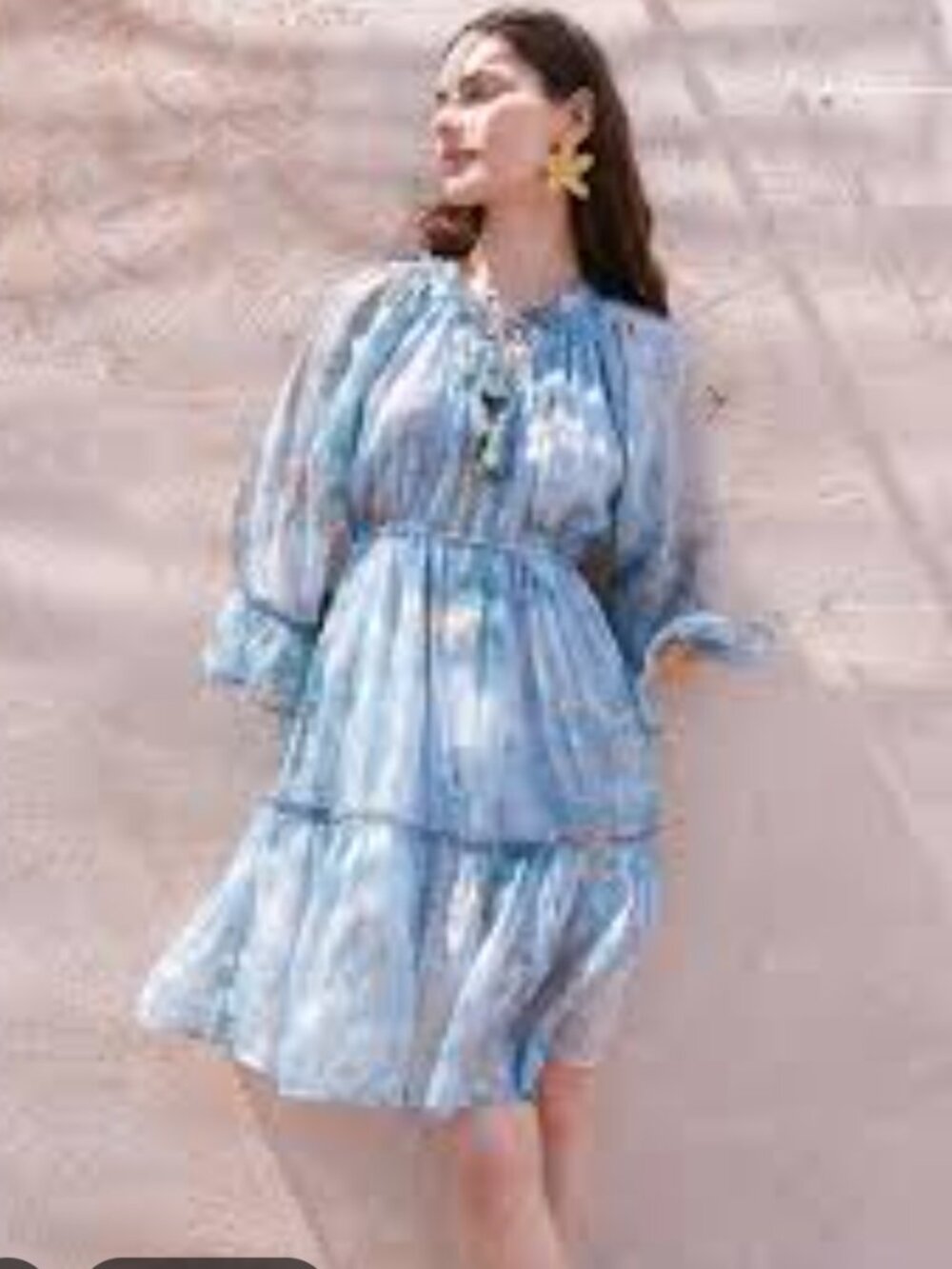 Debbie Katz South Beach Dress Size Large/XL Bell Sleeves Resort Glam Euro Summer